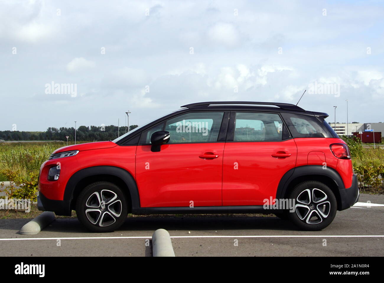 Almere, the Netherland - September 20, 2019: Red Citroen c3 aircross parked on a public parking lot. Stock Photo