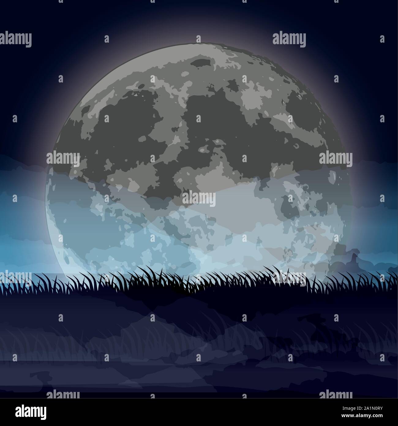 halloween dark night scene with full moon Stock Vector Image & Art - Alamy