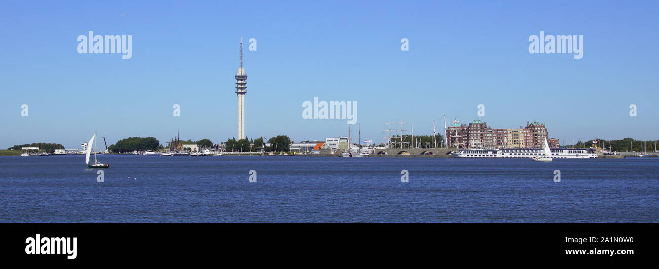 Panoramic view of Lelystad Haven. Stock Photo