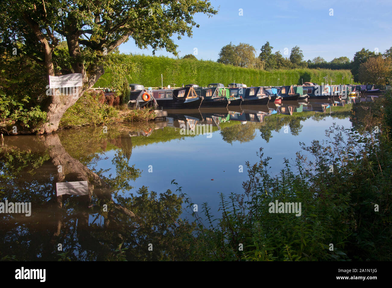 Worcester & Birmingham canal at Alvechurch marina, Worcestershire Stock