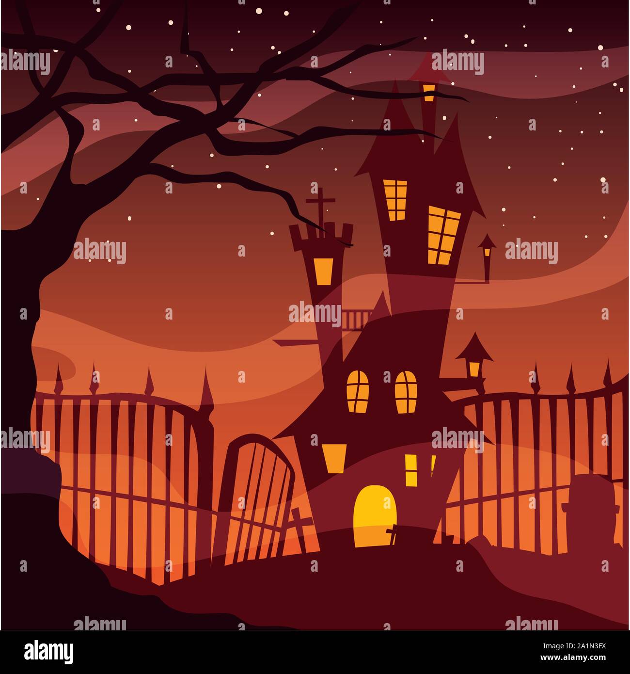Castle design, Halloween holiday horror scary celebration autumn dark ...