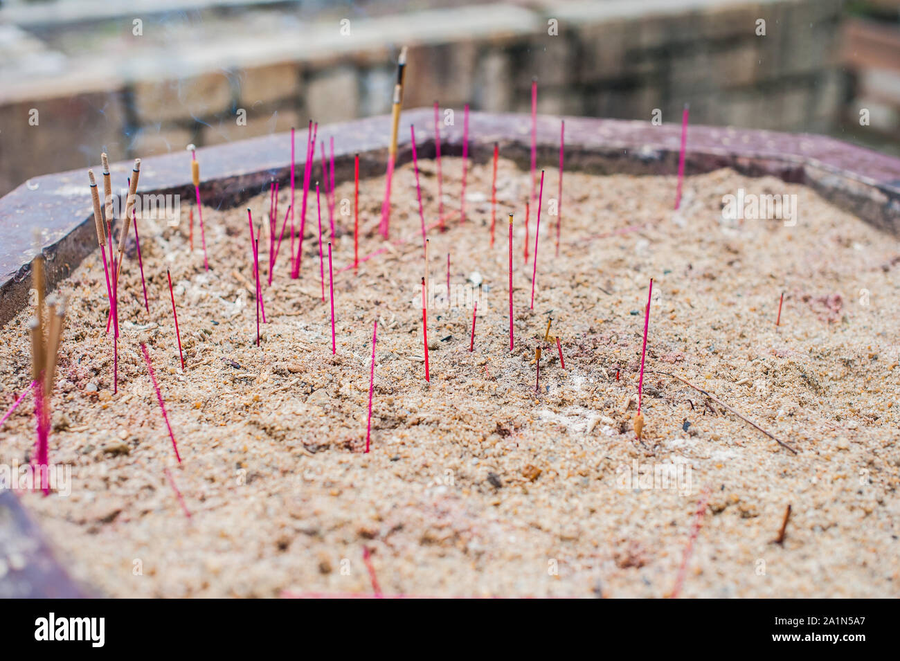 Buddhist prayer sticks inside temple Stock Photo Alamy