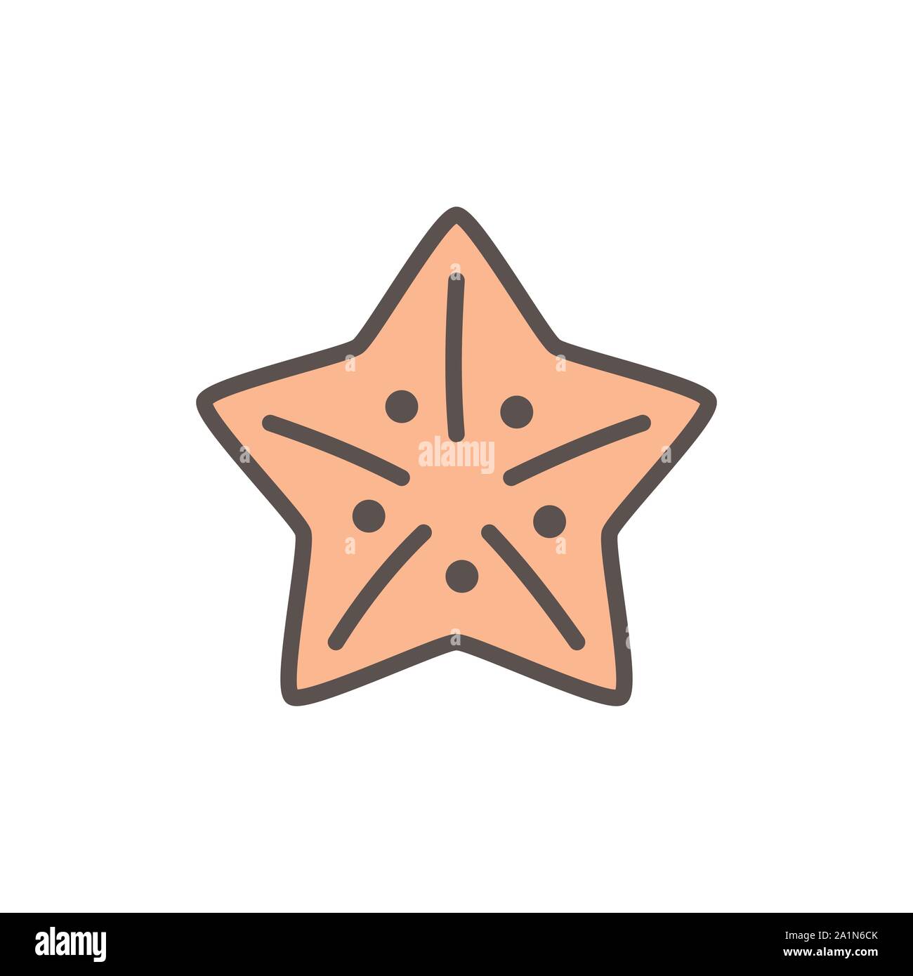 Vector starfish, sea creatures flat color line icon Stock Vector Image ...