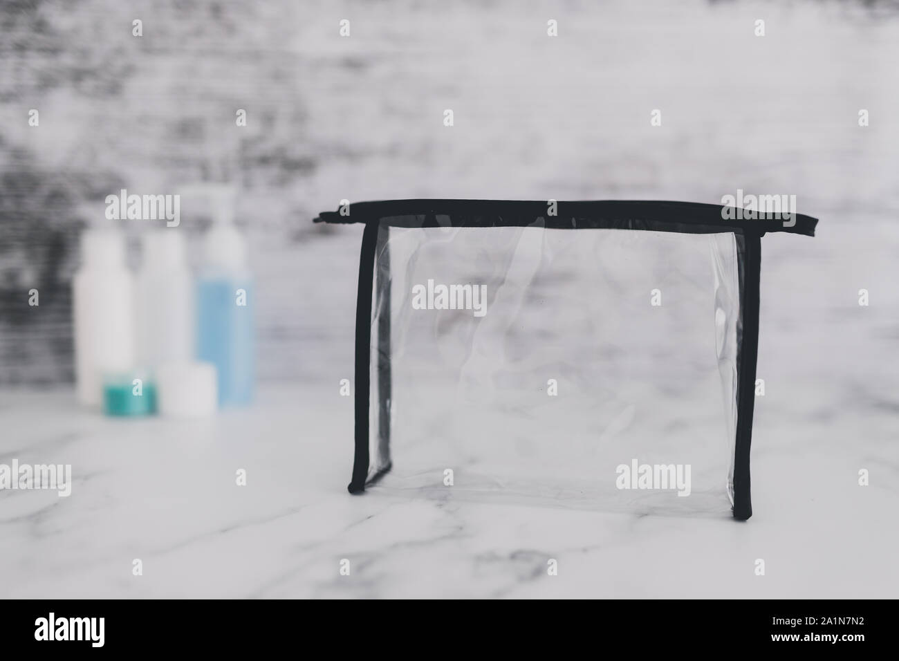 airport screening rules concept, small lotions for liquids and gel next