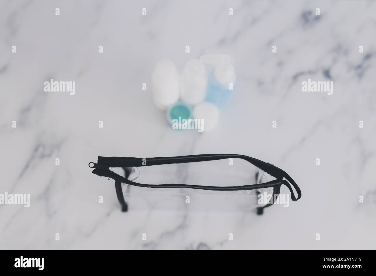 airport screening rules concept, small lotions for liquids and gel next