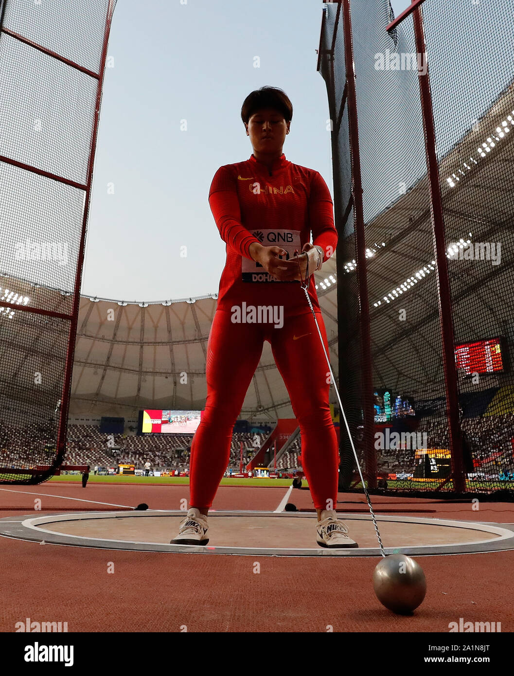 Doha, Qatar. 27th Sep, 2019. Luo Na of China competes during the qualification round of women's