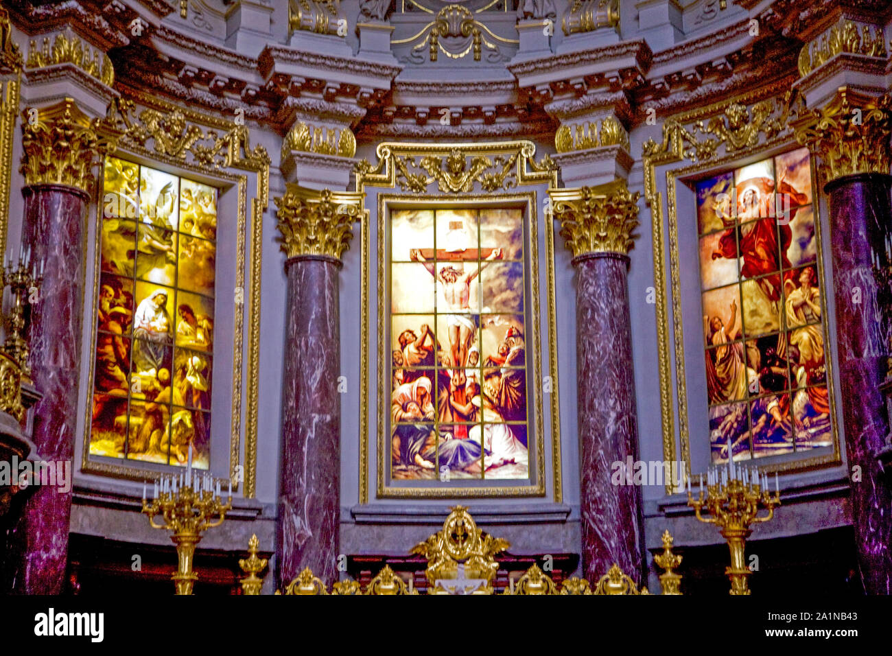 Stained glass windows berlin cathedral berliner church altar wor hires