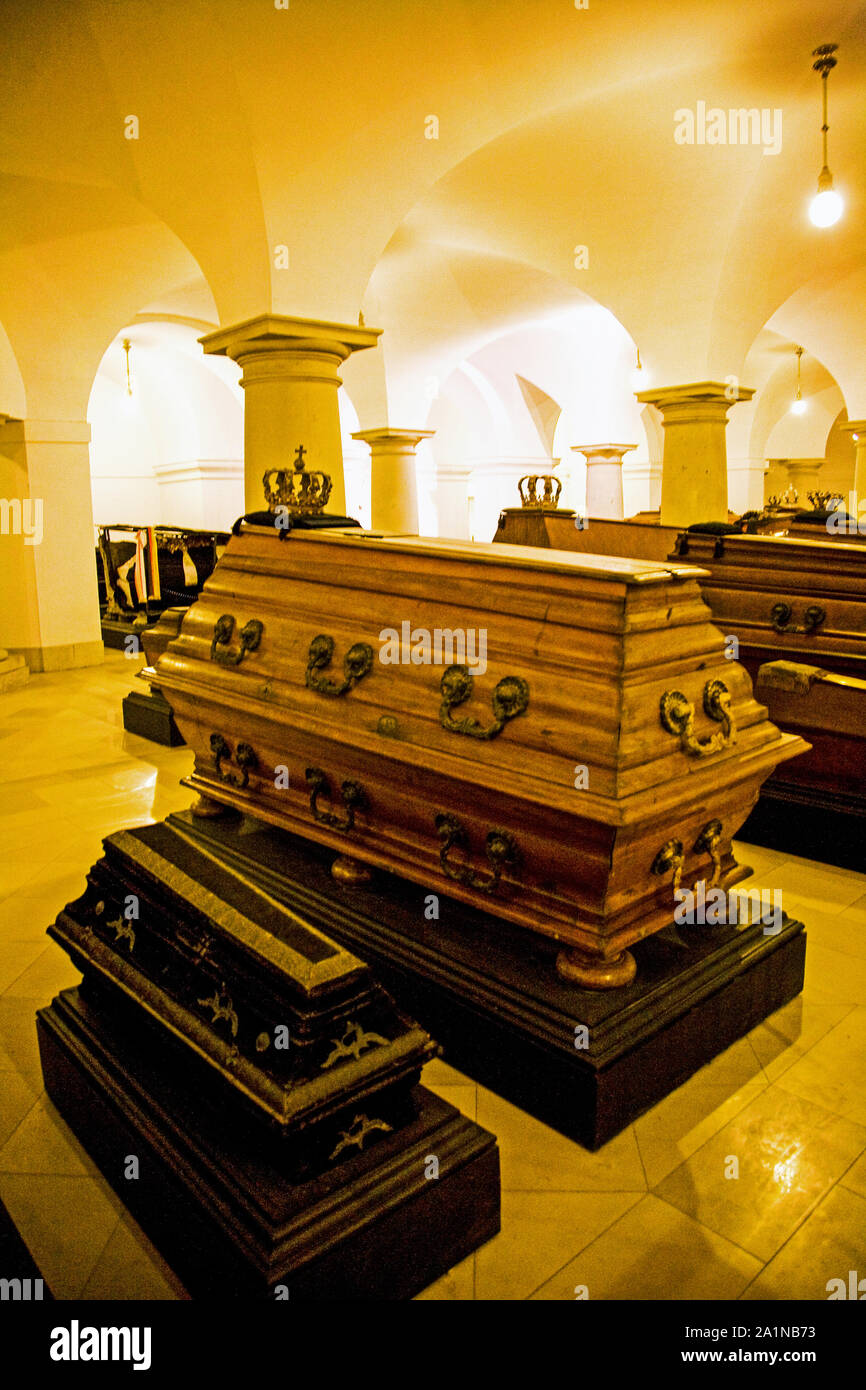 The Hohenzollern Crypt at the Berlin Cathedral (Berliner Dom) contains 94 coffins and sarcophagi.  Berlin Germany Stock Photo