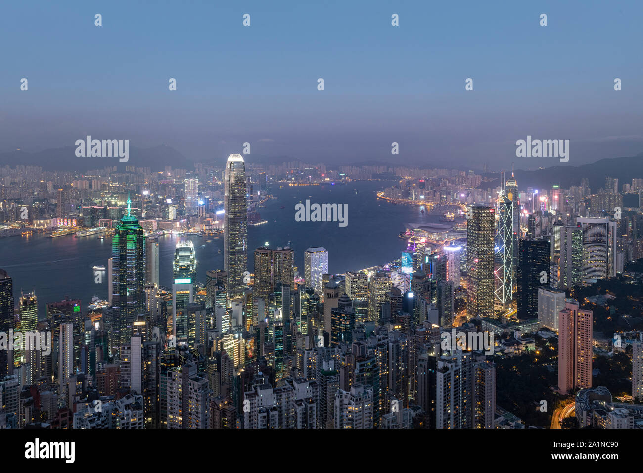 Hong Kong Skyline at night 2019 Stock Photo