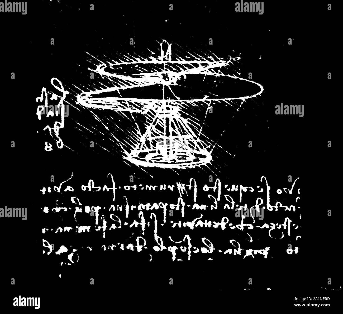 Leonardo's Da Vinci engineering drawing from 1503 on textured