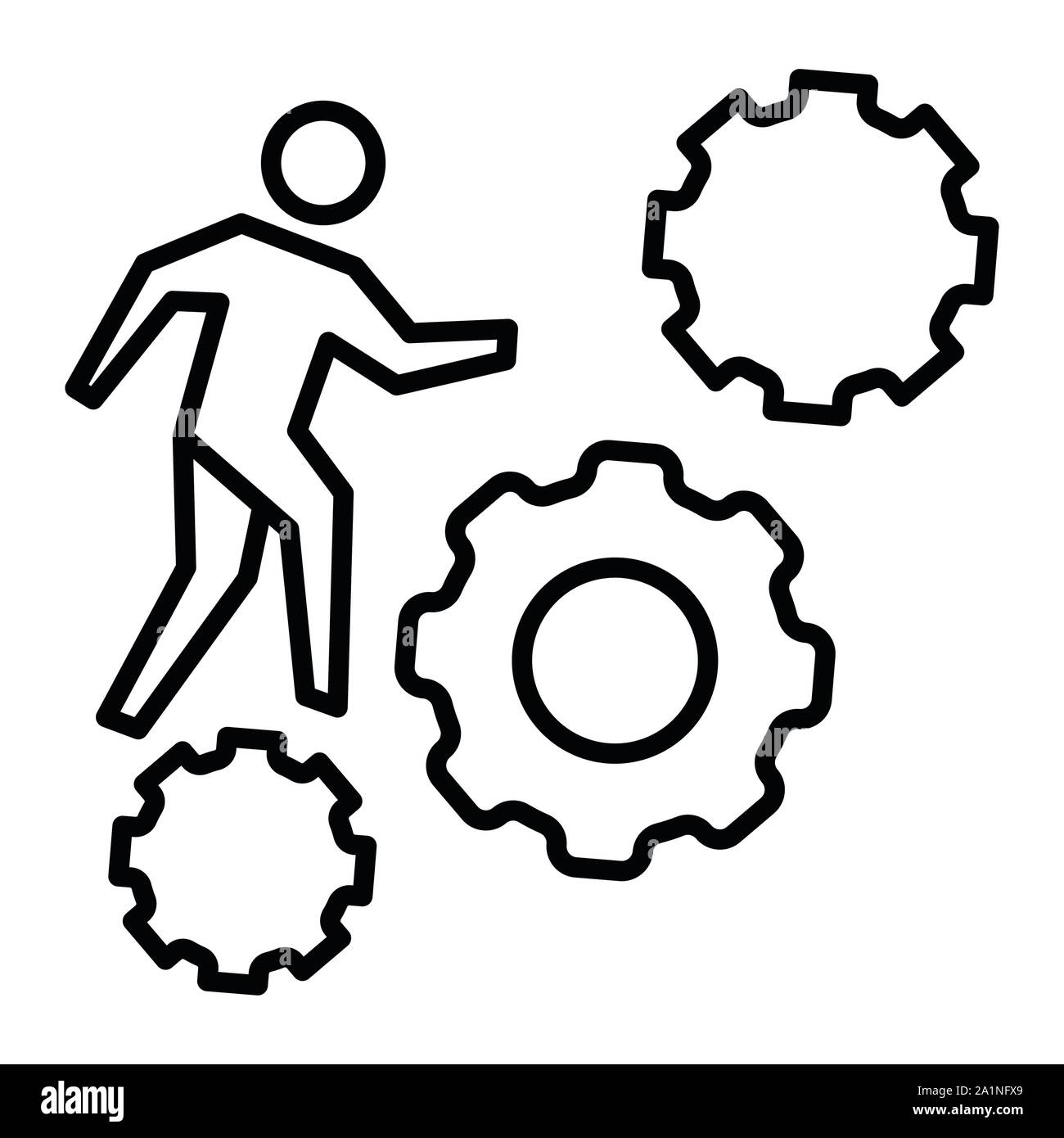 Gear Icon, Vector Illustration, Business Outline Stock Vector