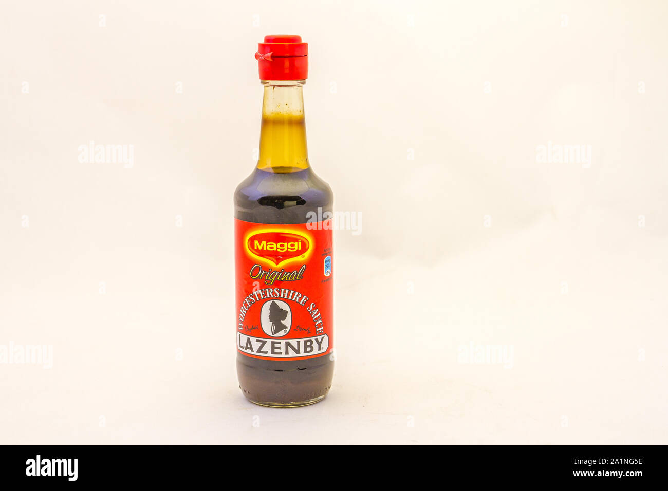 Alberton, South Africa - a bottle of Maggi Lazenby worcestershire sauce isolated on a clear background image with copy space in horizontal format Stock Photo