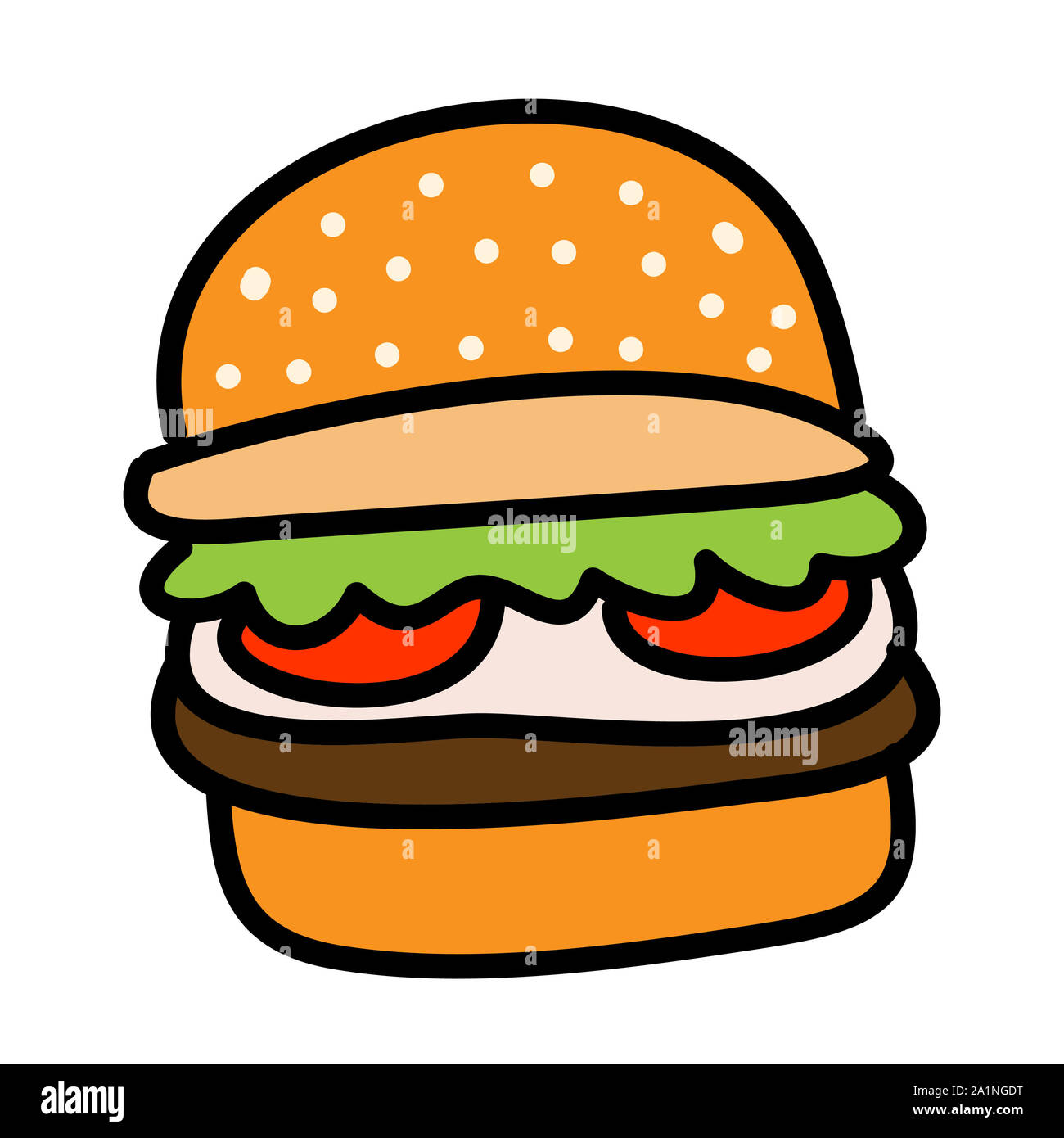 burger icon concept illustration with cartoon flat and doodle style Stock Photo