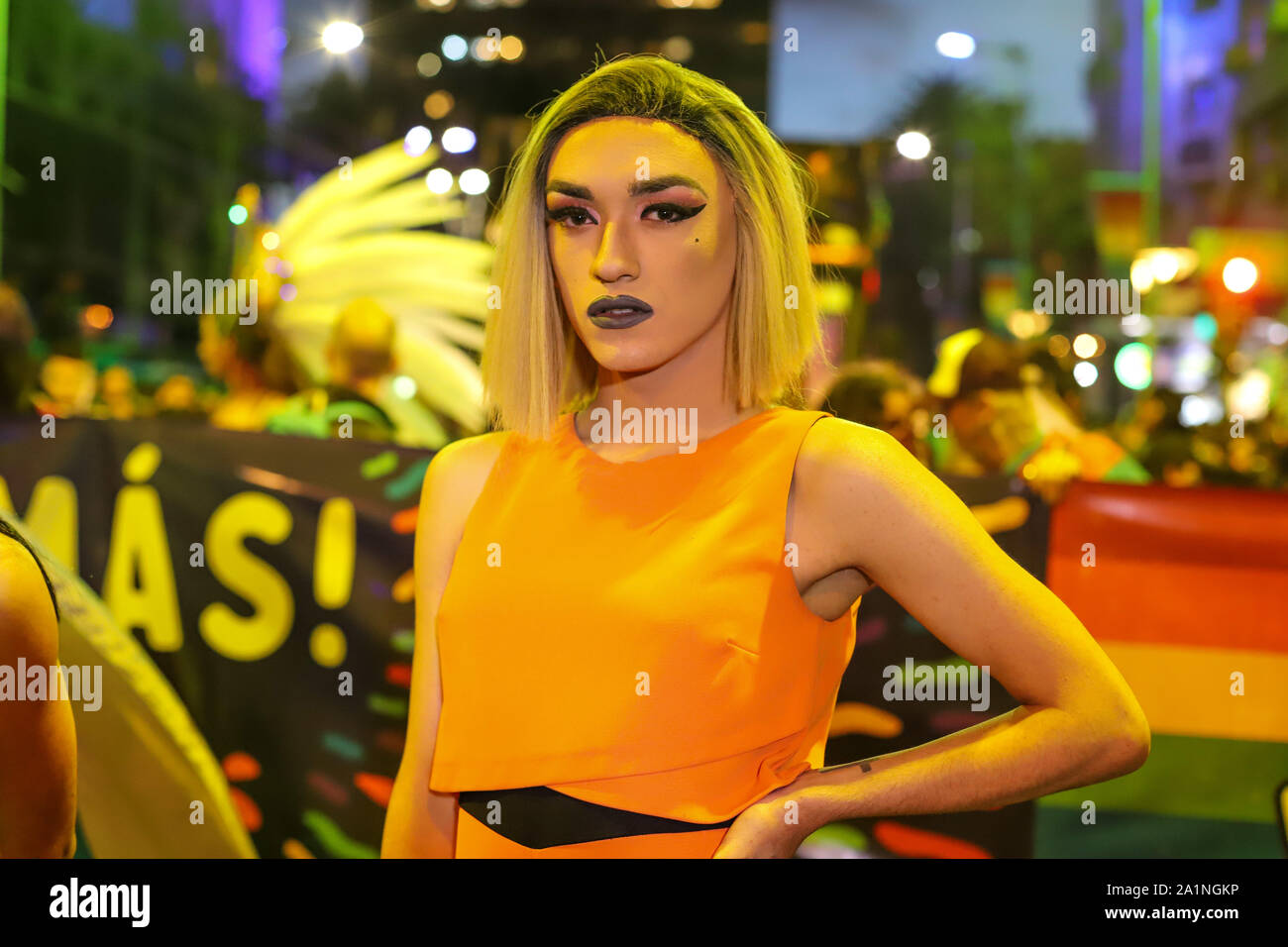 Montevideo, Uruguay. 27th Sep, 2019. A Transgender poses during the