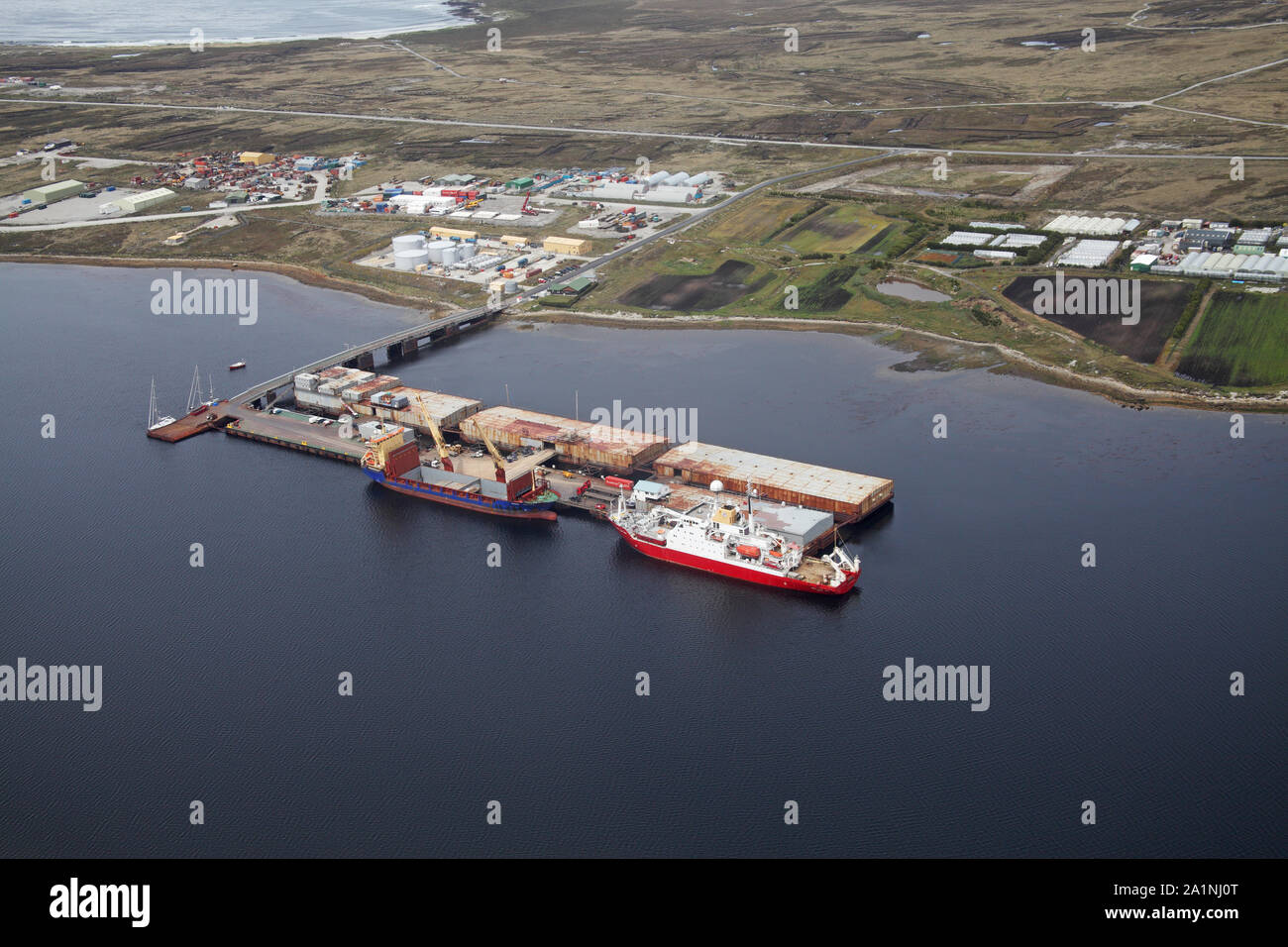 Aerial View Of Stanley Harbour East Falkland Falkland Islands Stock   Aerial View Of Stanley Harbour East Falkland Falkland Islands 2A1NJ0T 