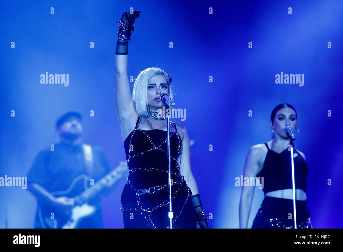 Rio De Janeiro, Brazil. 27th Sep, 2019. Bebe Rexha performs at Rock in Rio 2019 in Rio de Janeiro, Brazil, Sept. 27, 2019. Credit: Lucio Tavora/Xinhua/Alamy Live News Stock Photo