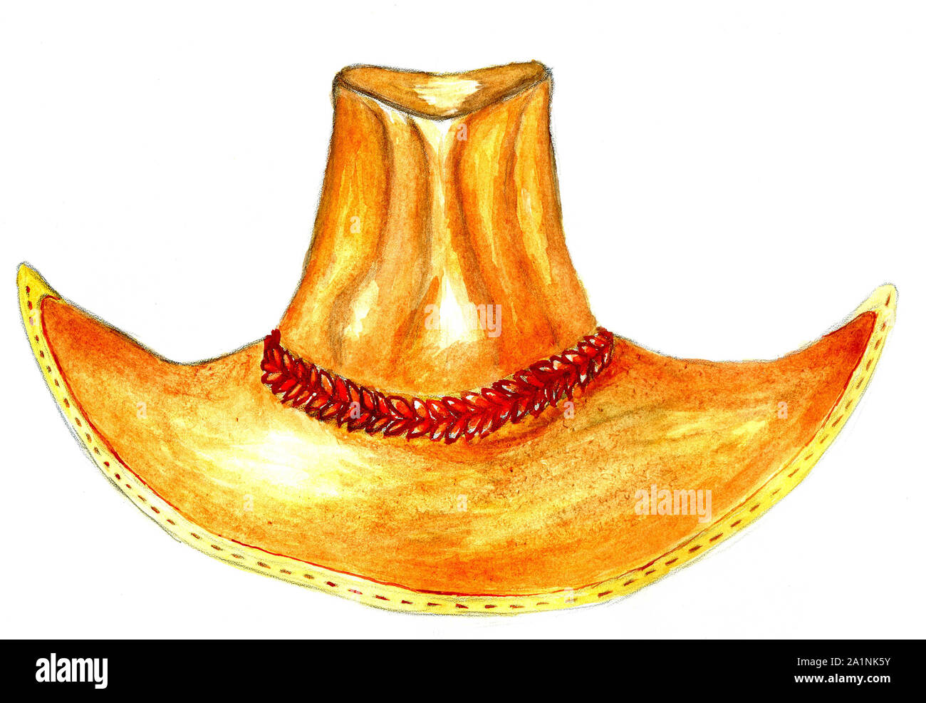 Fashion cowboy hat, hand drawn watercolor illustration Stock Photo - Alamy
