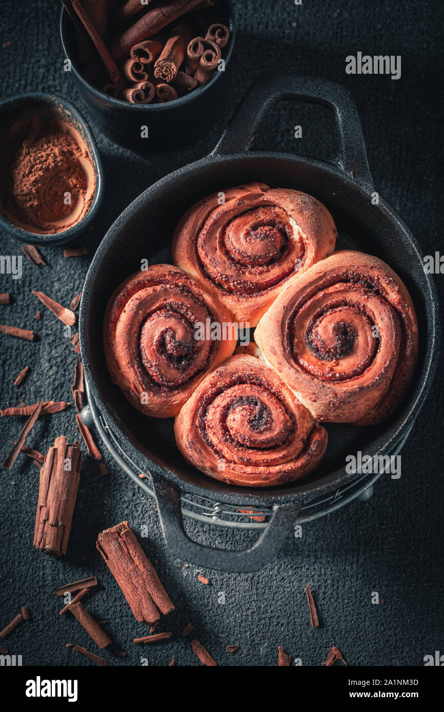 Hot Cinnamon Rolls As Swedish Christmas Dessert Stock Photo Alamy