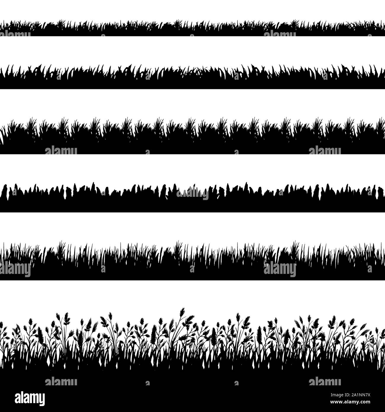 Grass border silhouette set on white background vector Stock Vector ...