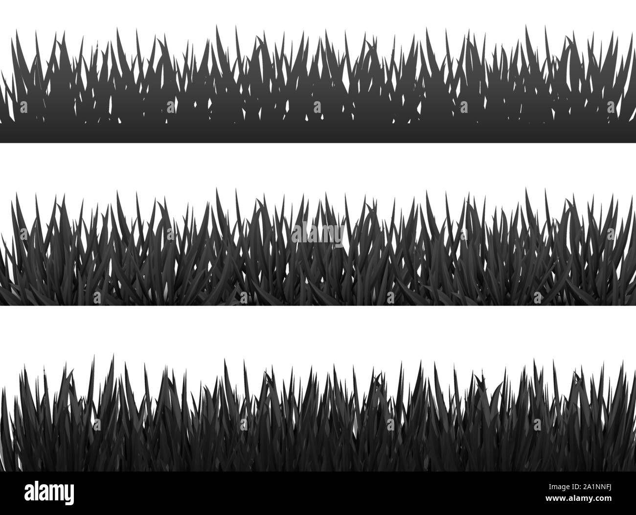 Grass borders silhouette set on white background vector Stock Vector ...