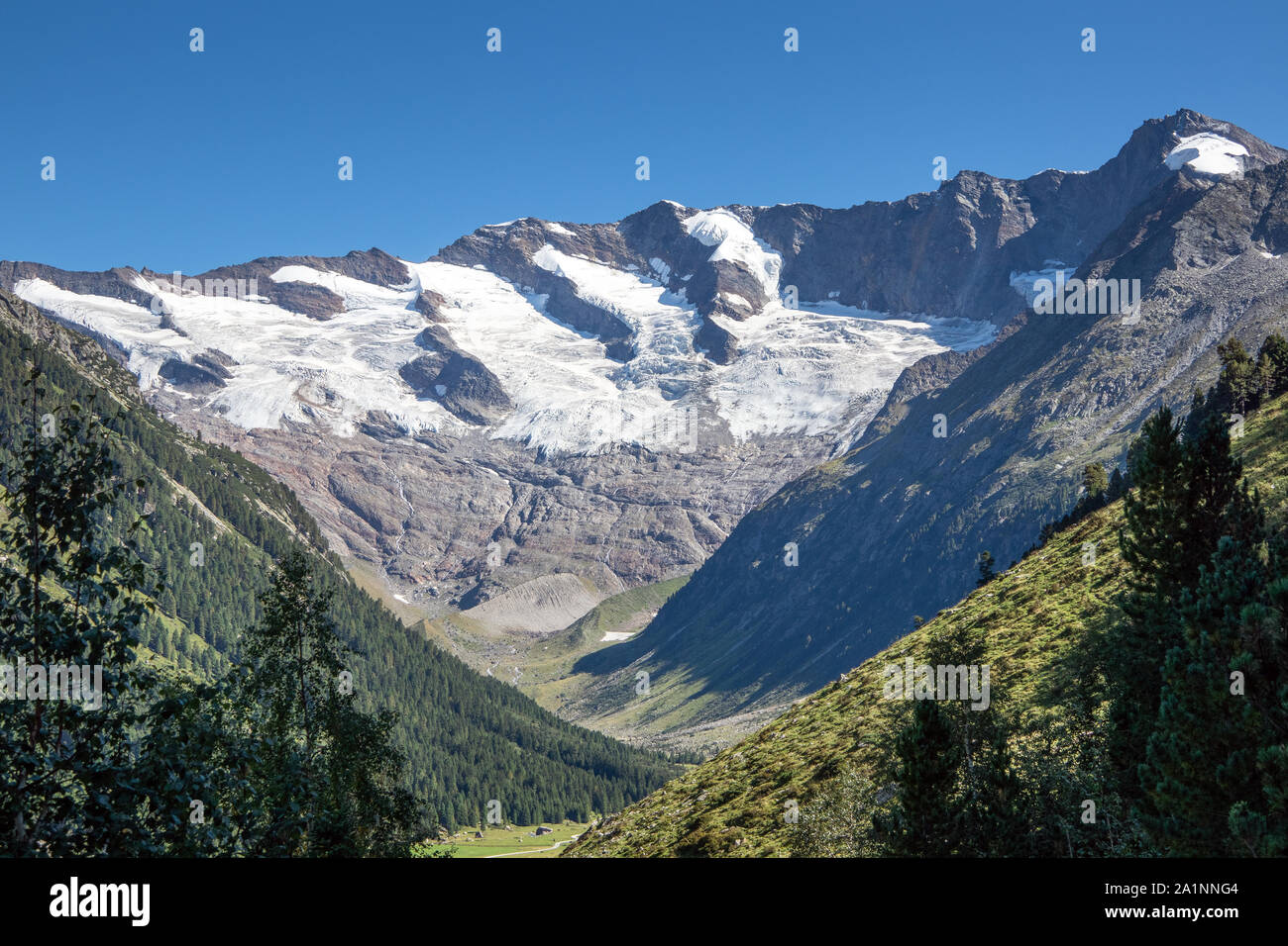 Krimmler Kees glacier. Krimmler Achen valley.  Hohe Tauern National Park. Austrian Alps. Glaciological and geomorphological aspects Stock Photo