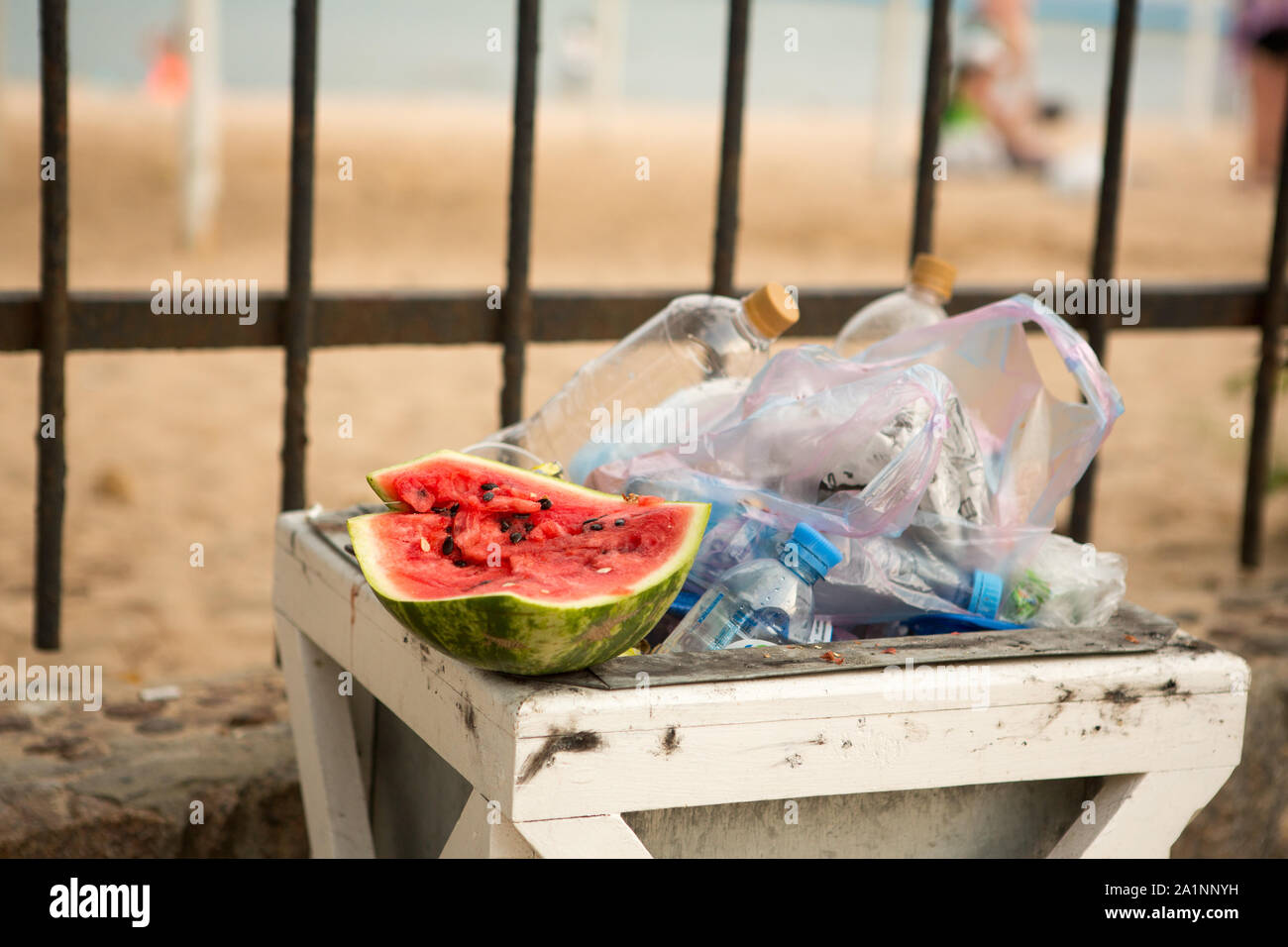 Watermelon rind.Slops, garbage in an urn with an smell Stock Photo - Alamy