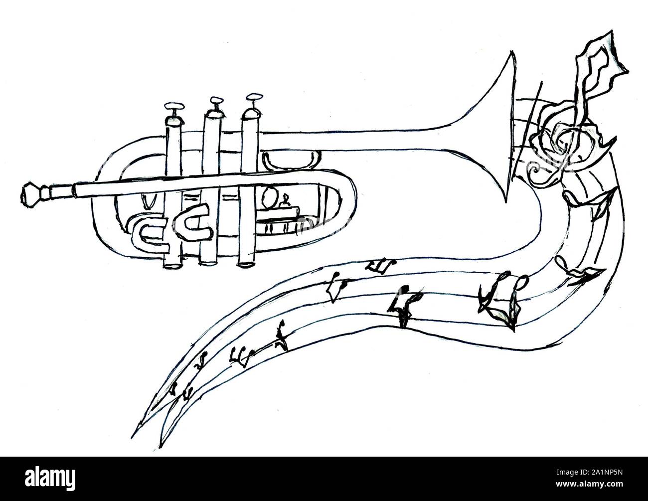 Cartoon trumpet in simple sketch style, hand drawn illustration Stock Photo - Alamy Cartoon trumpet in simple sketch style, hand drawn illustration Stock Photo - Alamy