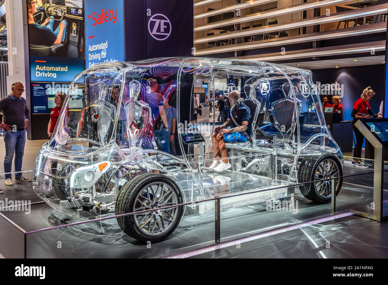 FRANKFURT, GERMANY - SEPT 2019: concept of electric car, IAA International Motor Show Auto Exhibtion. Stock Photo