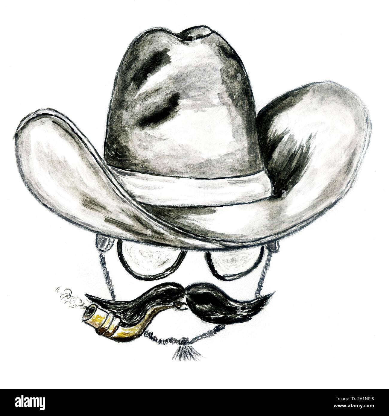 Fashion cowboy hat, hand drawn watercolor illustration Stock Photo - Alamy