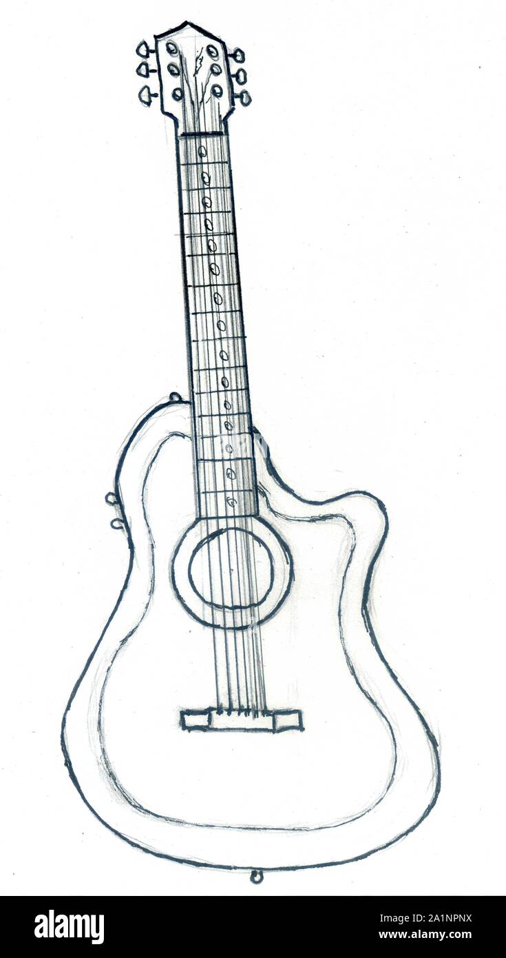 Musical instrument acoustic guitar in doodle style Stock Photo Alamy