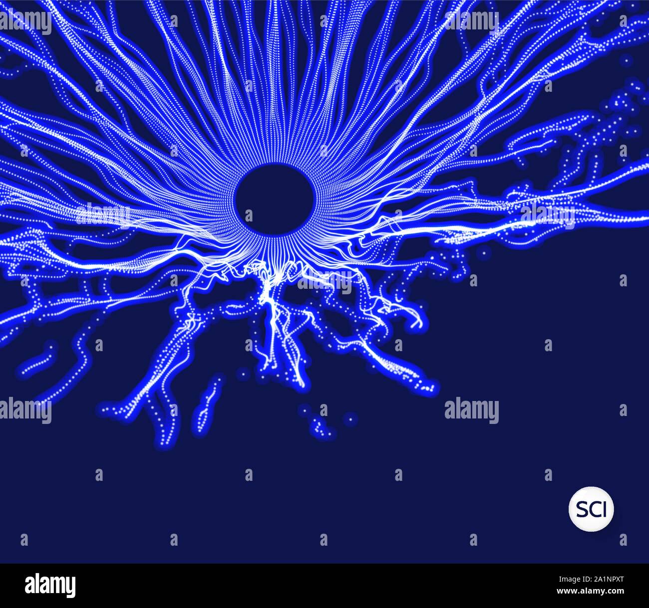 Space vortex. Hole made from flying particles. Abstract background. 3d vector illustration. Stock Vector