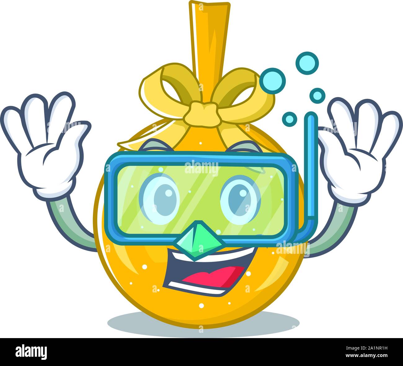 Diving christmas ball gold shape the cartoon Stock Vector Image & Art ...