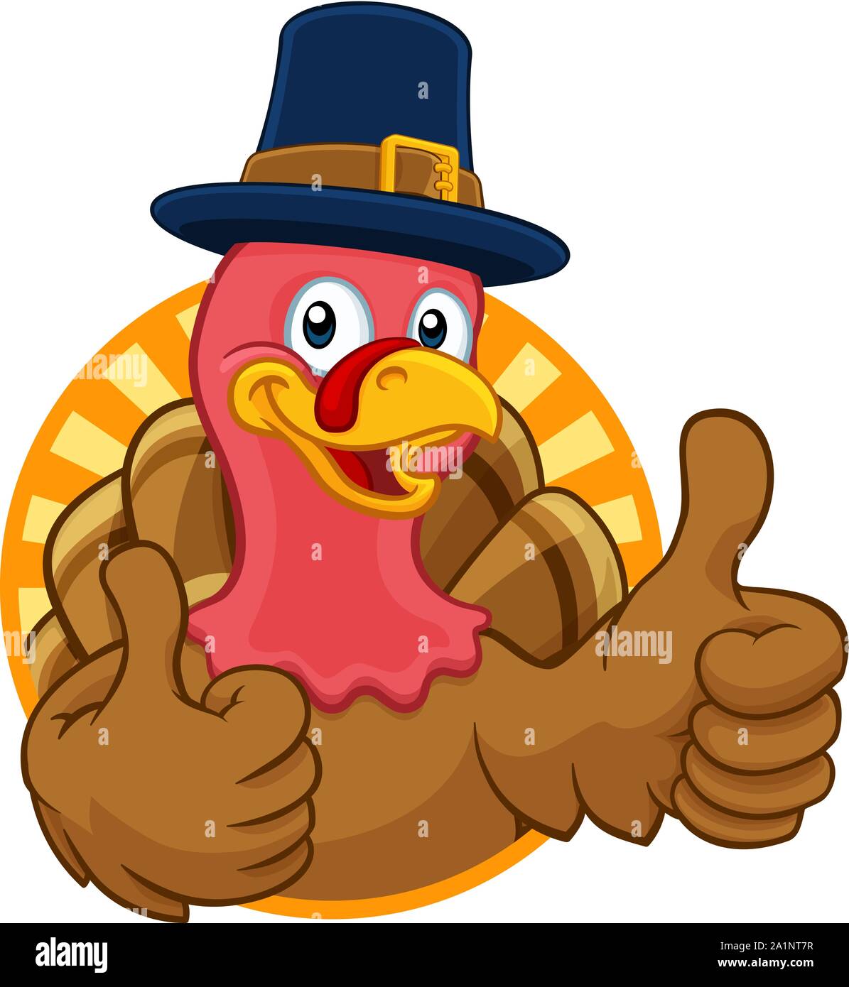 Turkey Pilgrim Hat Thanksgiving Cartoon Character Stock Vector Image