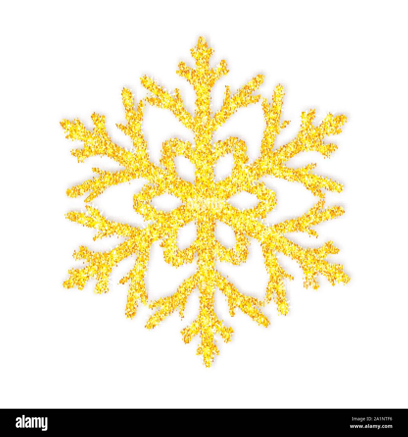 Gold shiny glitter snowflake isolated on white background vector Stock Vector