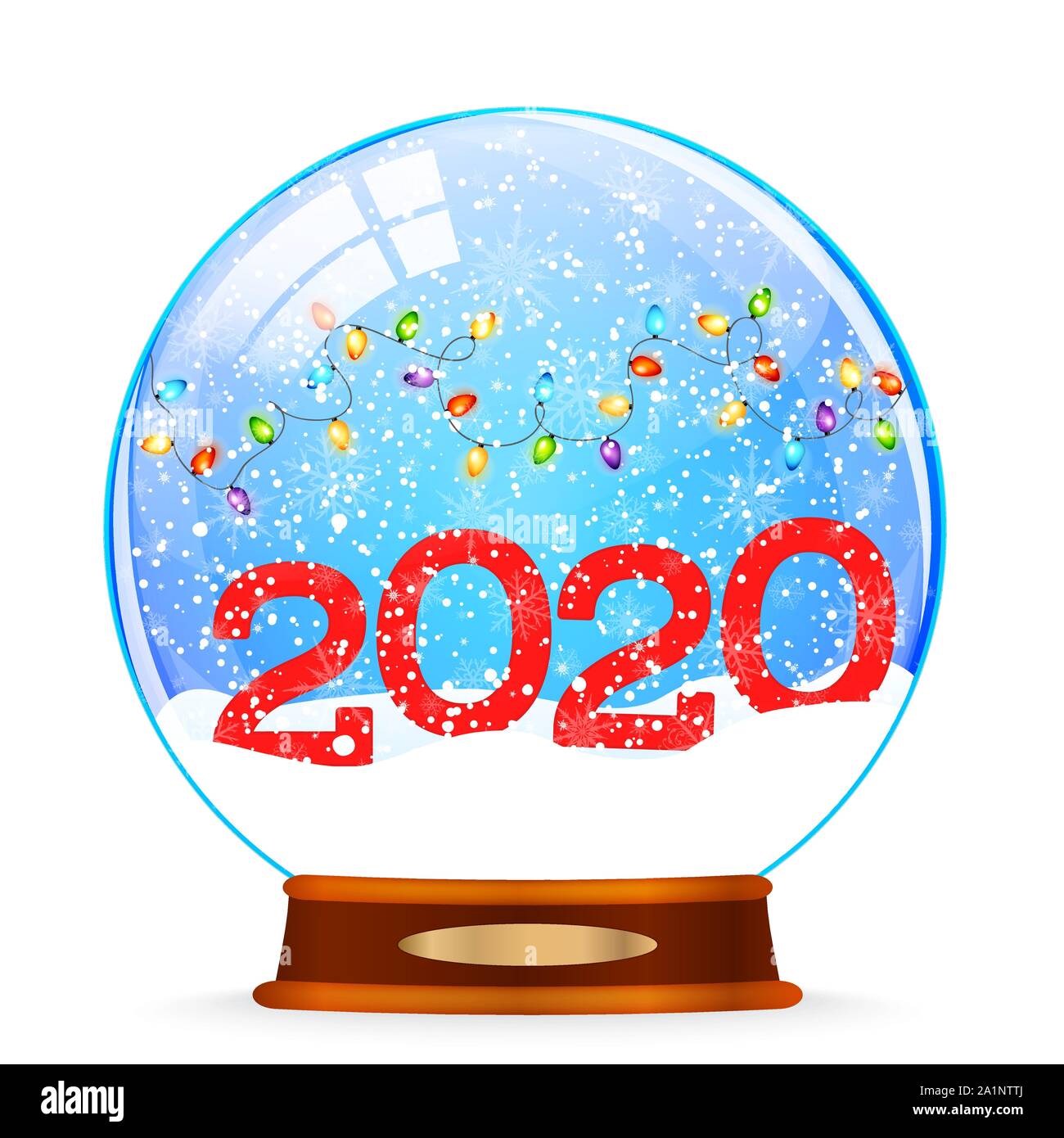 Merry Christmas and Happy New Year vector with snow globe Stock Vector