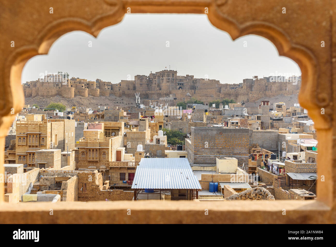 View Jaisalmer city and fort from Patwon ki Haveli in Jaisalmer. Rajasthan. india Stock Photo