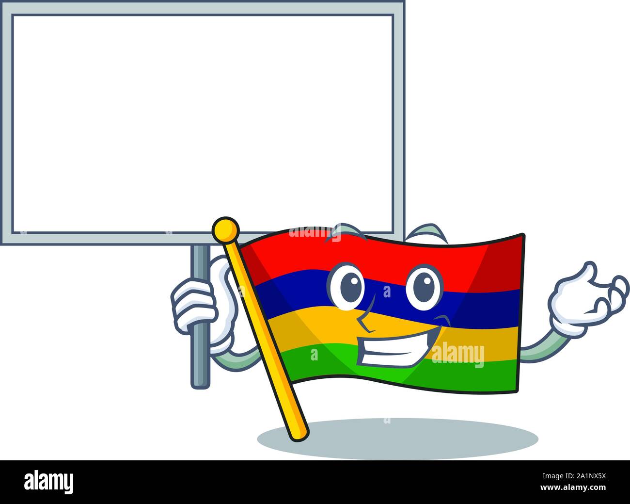 Bring board flag mauritius character isolated the cartoon Stock Vector