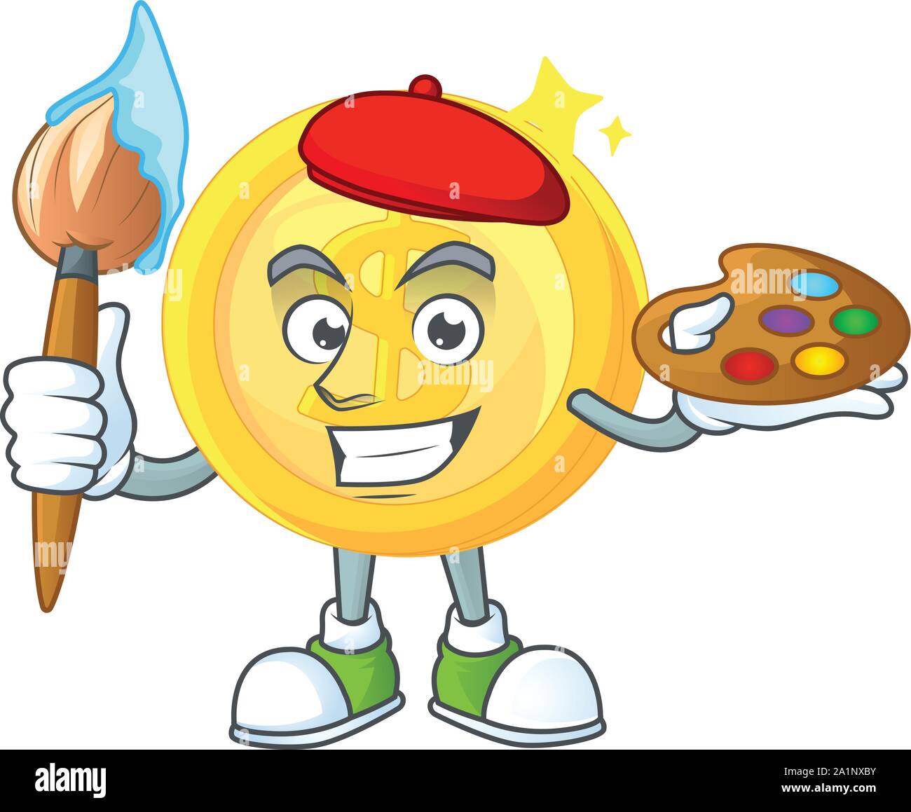 Painter gold coin with design character mascot Stock Vector Image & Art ...
