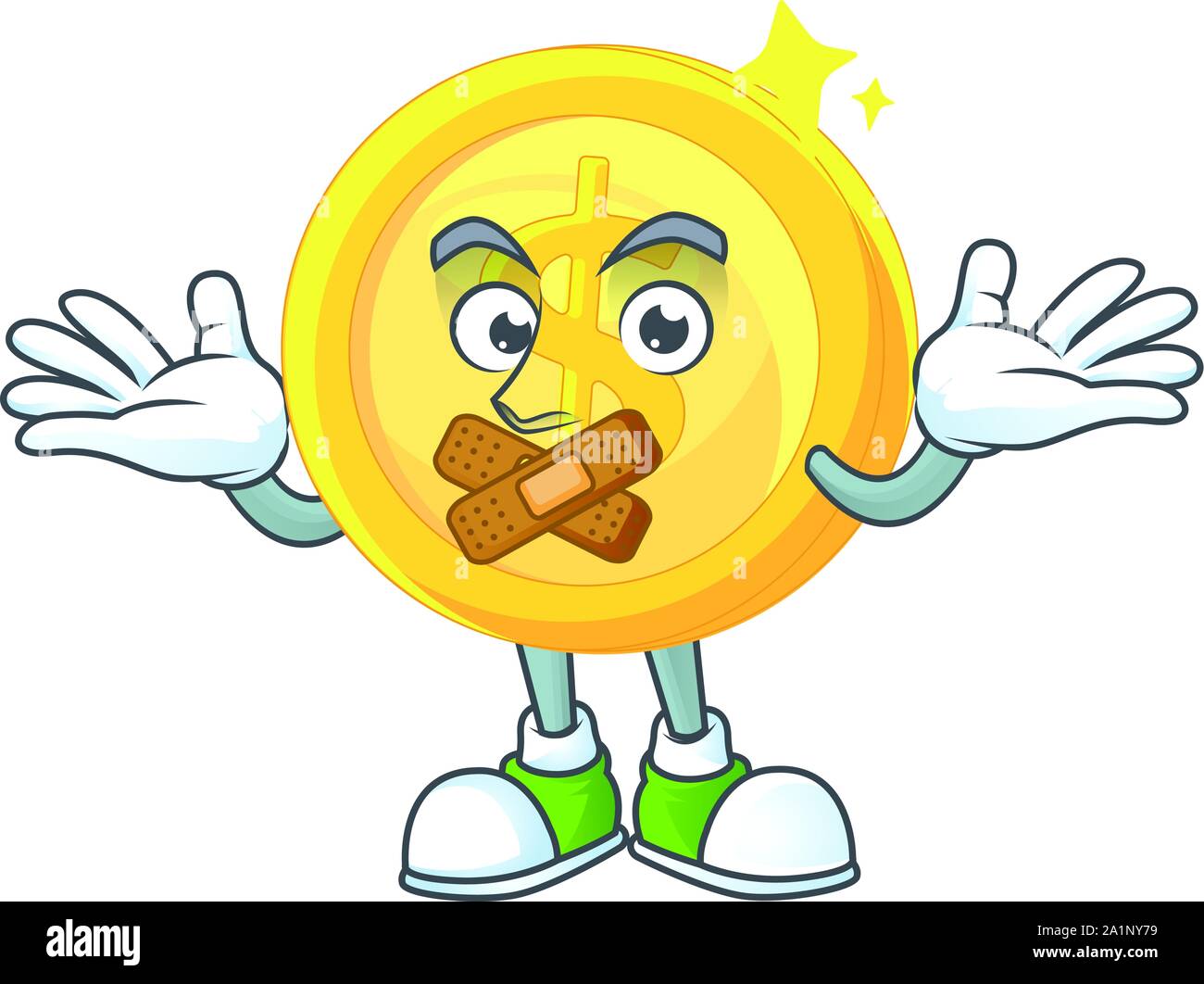 Silent gold coin cartoon character mascot style Stock Vector Image ...