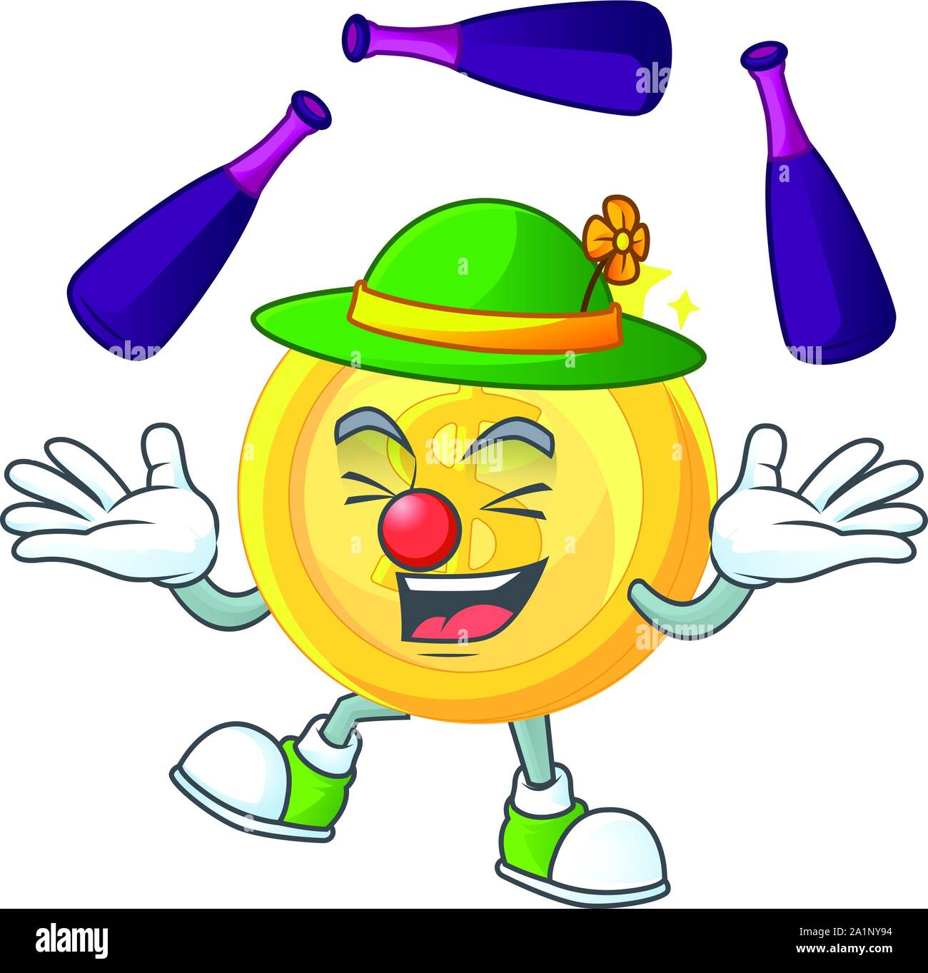 Juggling gold coin cartoon character mascot style Stock Vector Image ...