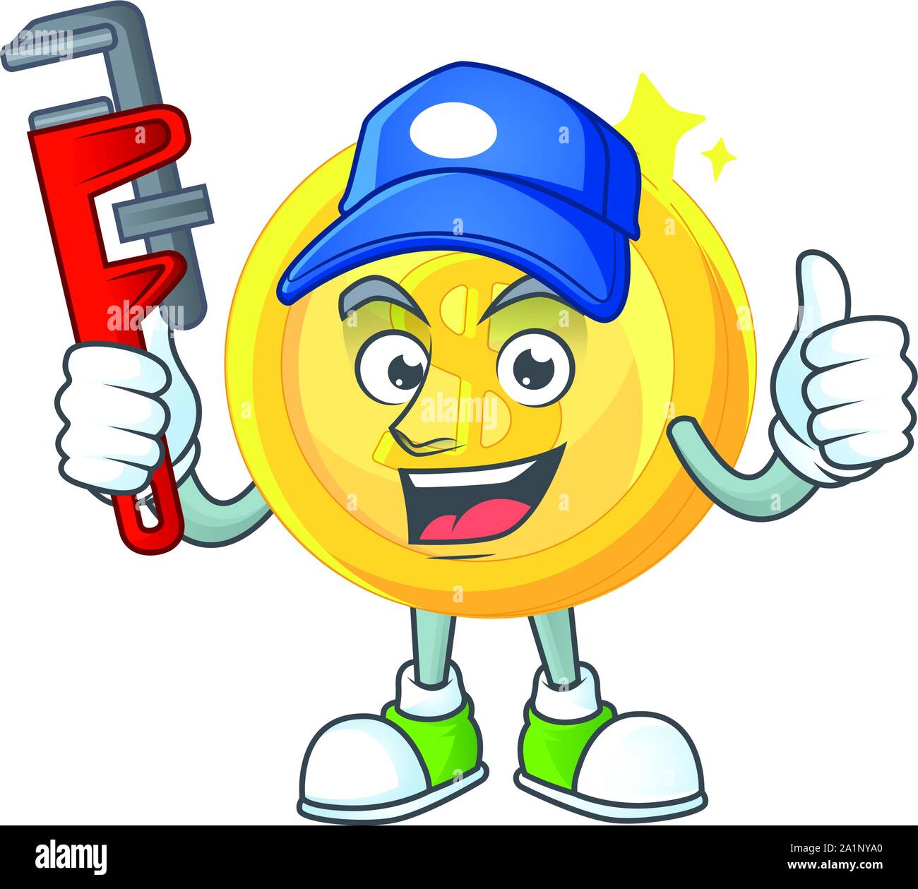 Plumber gold coin cartoon character mascot style Stock Vector Image ...