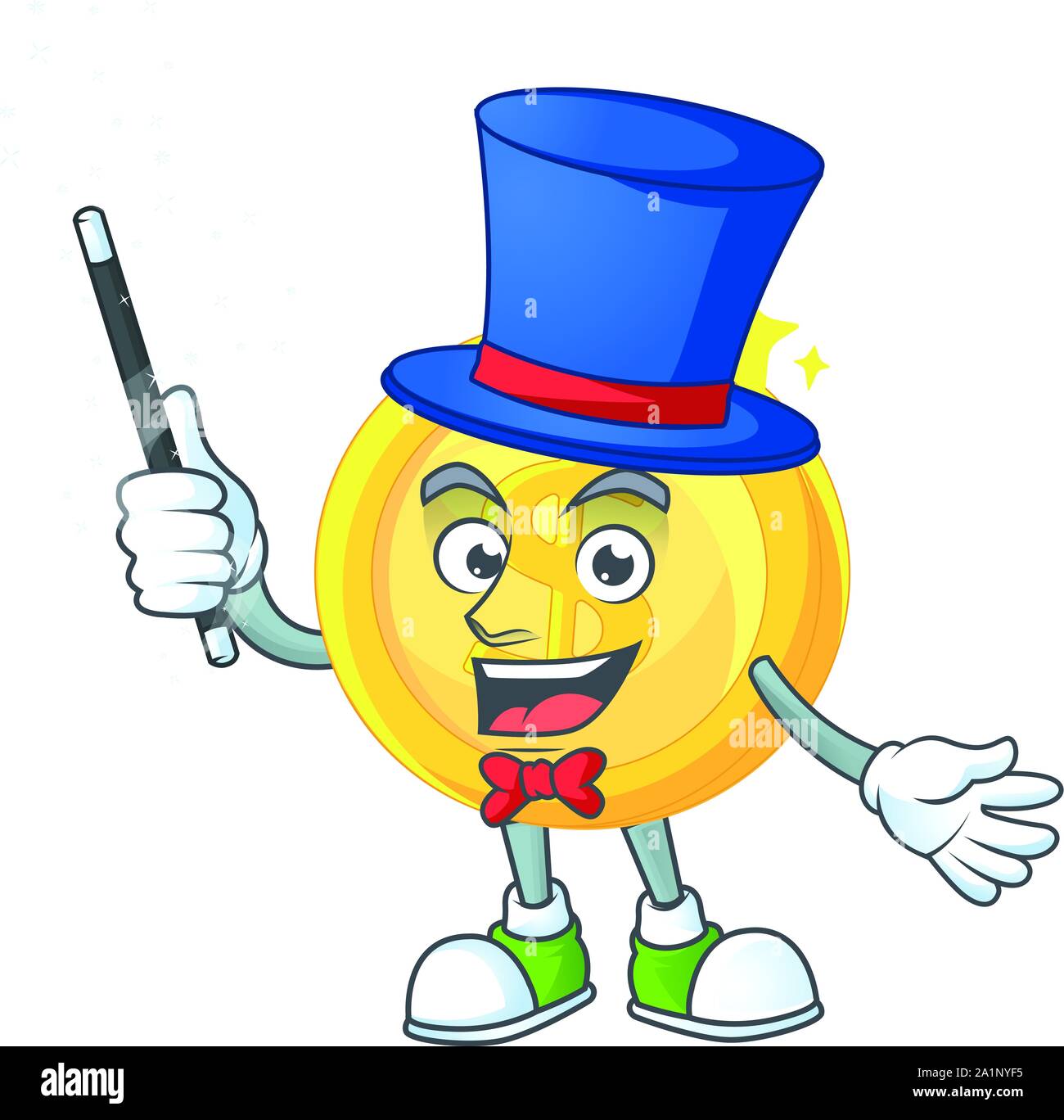 Magician gold coin cartoon character mascot style Stock Vector Image ...