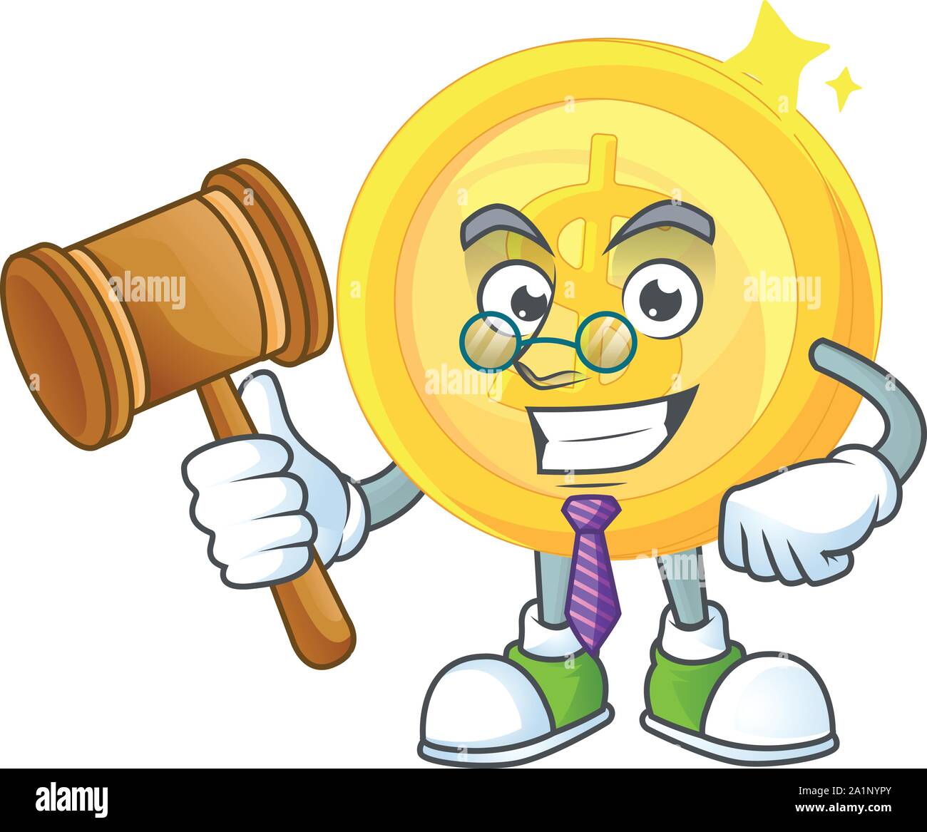 Judge gold coin cartoon character mascot style Stock Vector Image & Art ...