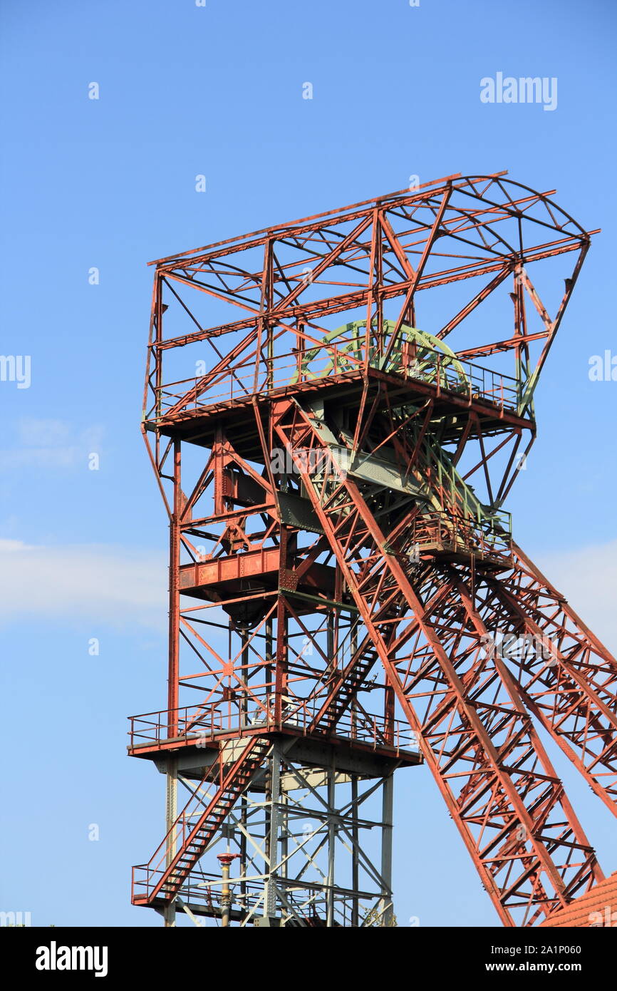 old mining conveyor tower in the Saarland Stock Photo