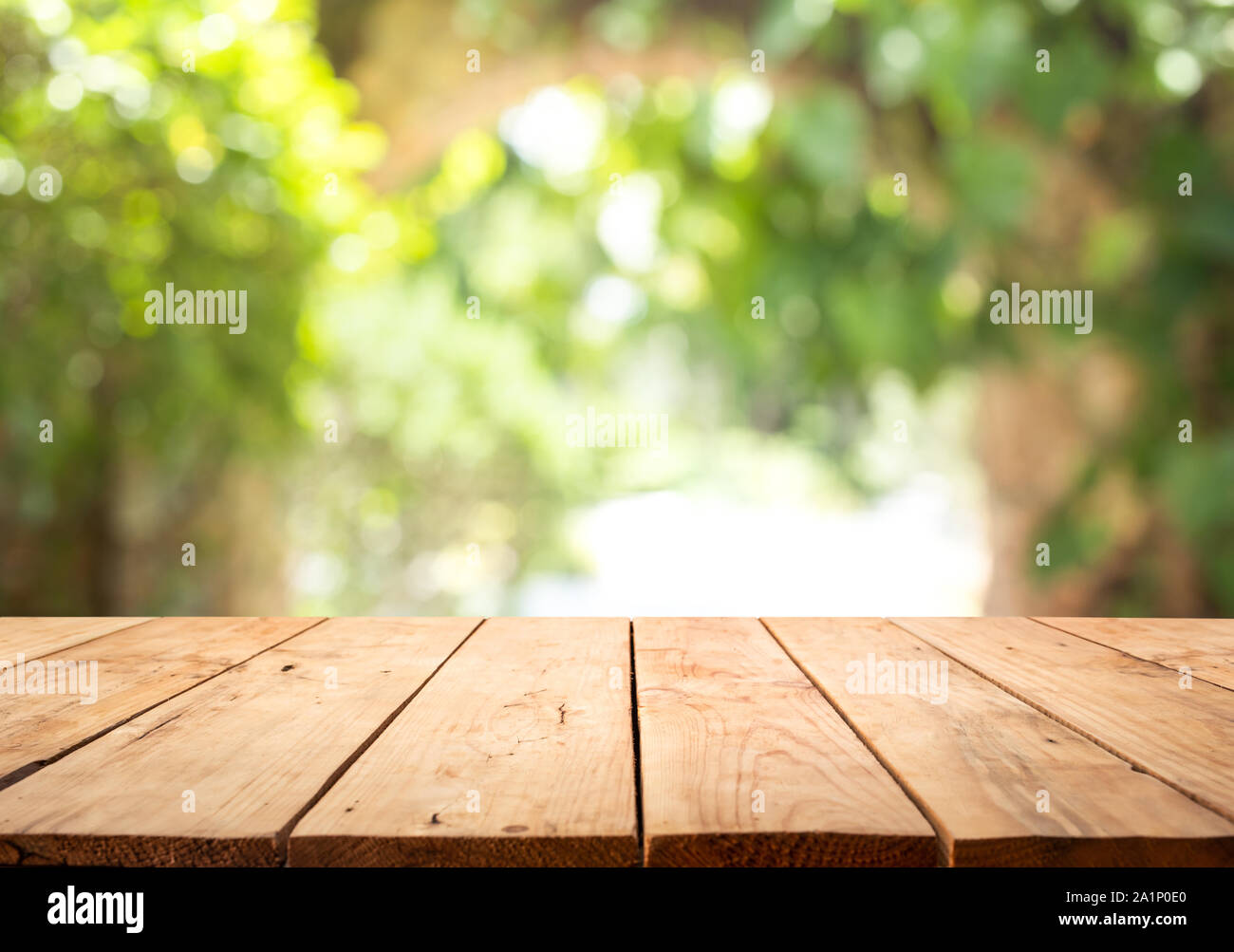 Empty Wood Table Top On Blur Abstract Green From Garden And Home Area Background For Montage Product Display Or Design Key Visual Layout Stock Photo Alamy