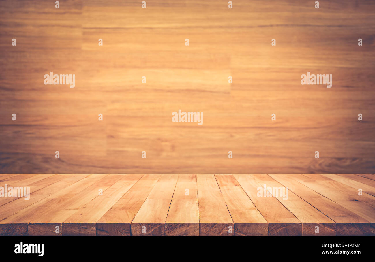 Empty Wood Table Top On Wood Wall Background For Montage Product Display Or Design Key Visual Layout Stock Photo Alamy