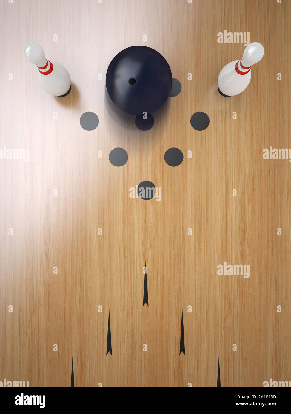 Two Bowling pin on hardwood floor, split position Stock Photo Alamy