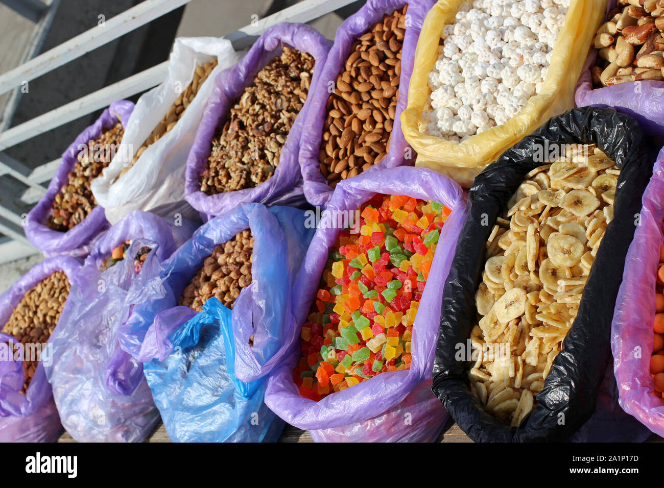 Street trading. Nuts and dried fruits Stock Photo Alamy