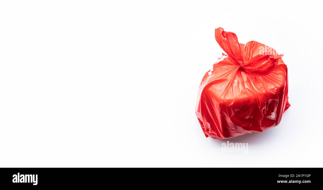 Waste Red Garbage Bag Plastic Concept Color Red Garbage Bags Stock