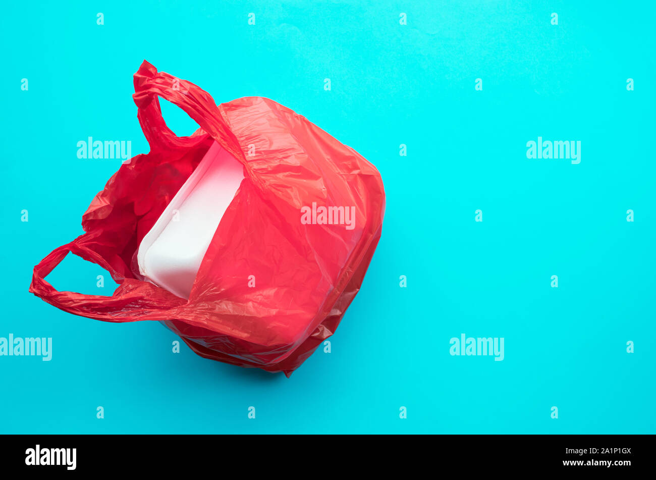Waste, Red Garbage Bag Plastic with Concept the Color of Red